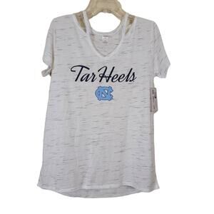 NWT Tar Heels Women's Off Shoulder T-Shirt Short Sleeves Pullover White Large